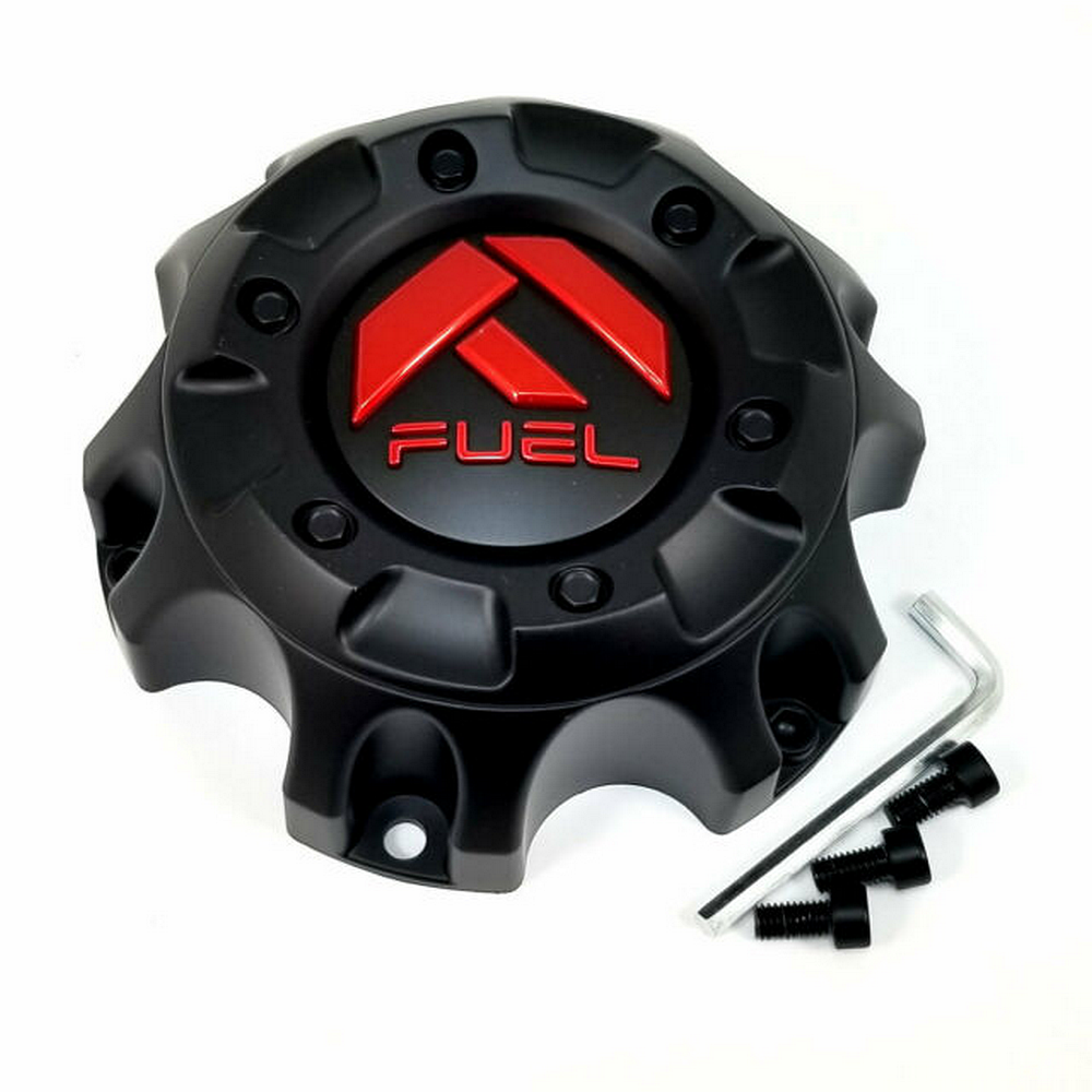 Fuel Cap 6 Lug Matte Black Red Tint