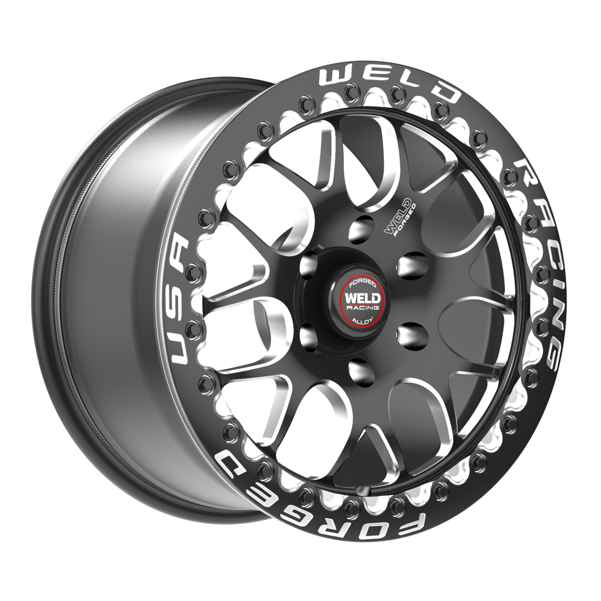 WELD Racing Sm77 6Hd Beadlock 15X10 +25 Gloss Black Milled