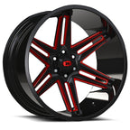 Vision Off-Road GBMRT 500 20X10 -25 Gloss Black Milled Spoke with Red Tint