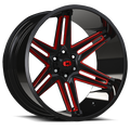 Vision Off-Road GBMRT 500 20X12 -51 Gloss Black Milled Spoke with Red Tint