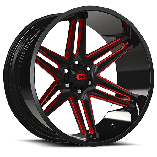 Vision Off-Road GBMRT 500 20X10 -25 Gloss Black Milled Spoke with Red Tint