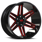 Vision Off-Road GBMRT 500 20X12 -51 Gloss Black Milled Spoke with Red Tint