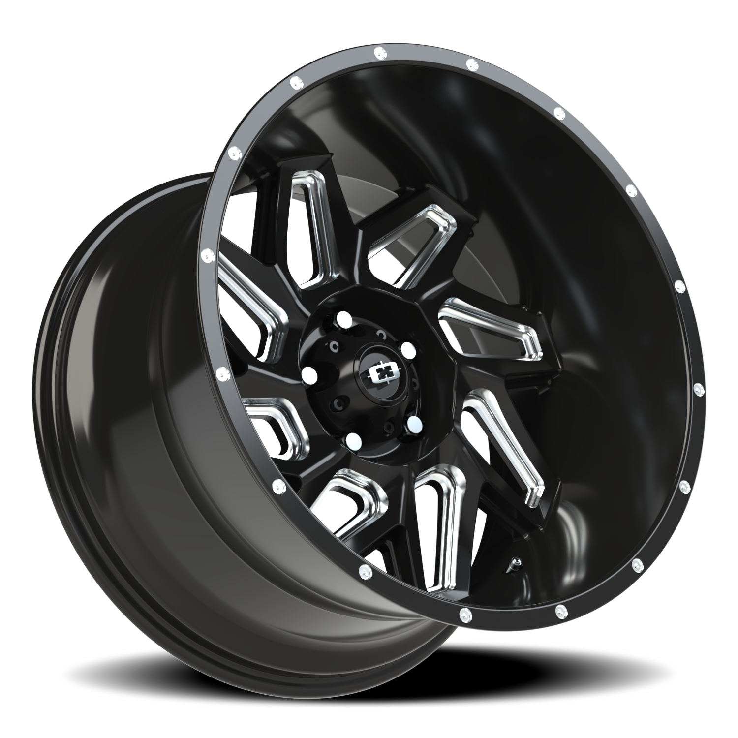 Vision Off-Road Spyder UTV GM 20X12 -51 Gloss Black Milled Spoke