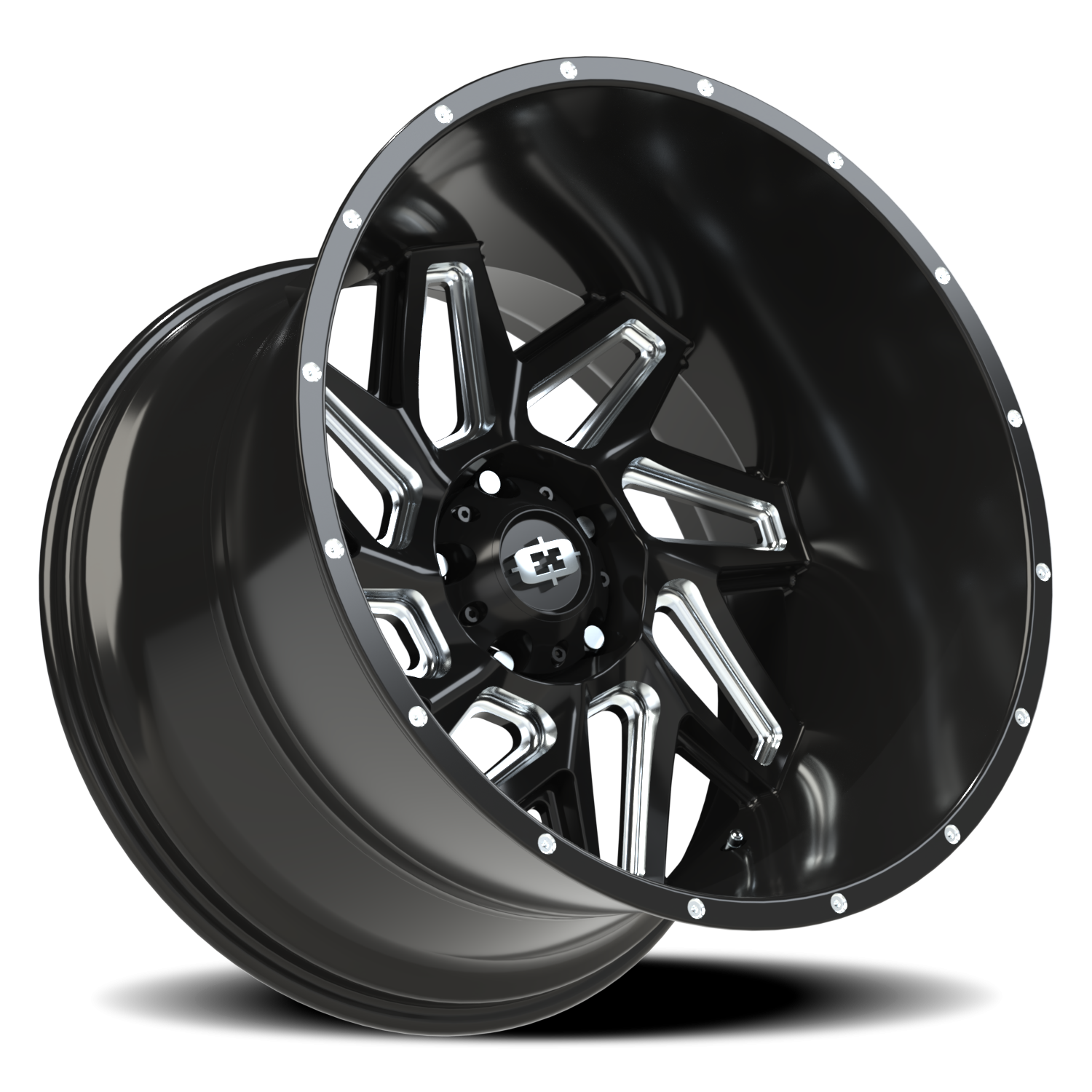 Vision Off-Road Spyder UTV GM 22X14 -76 Gloss Black Milled Spoke