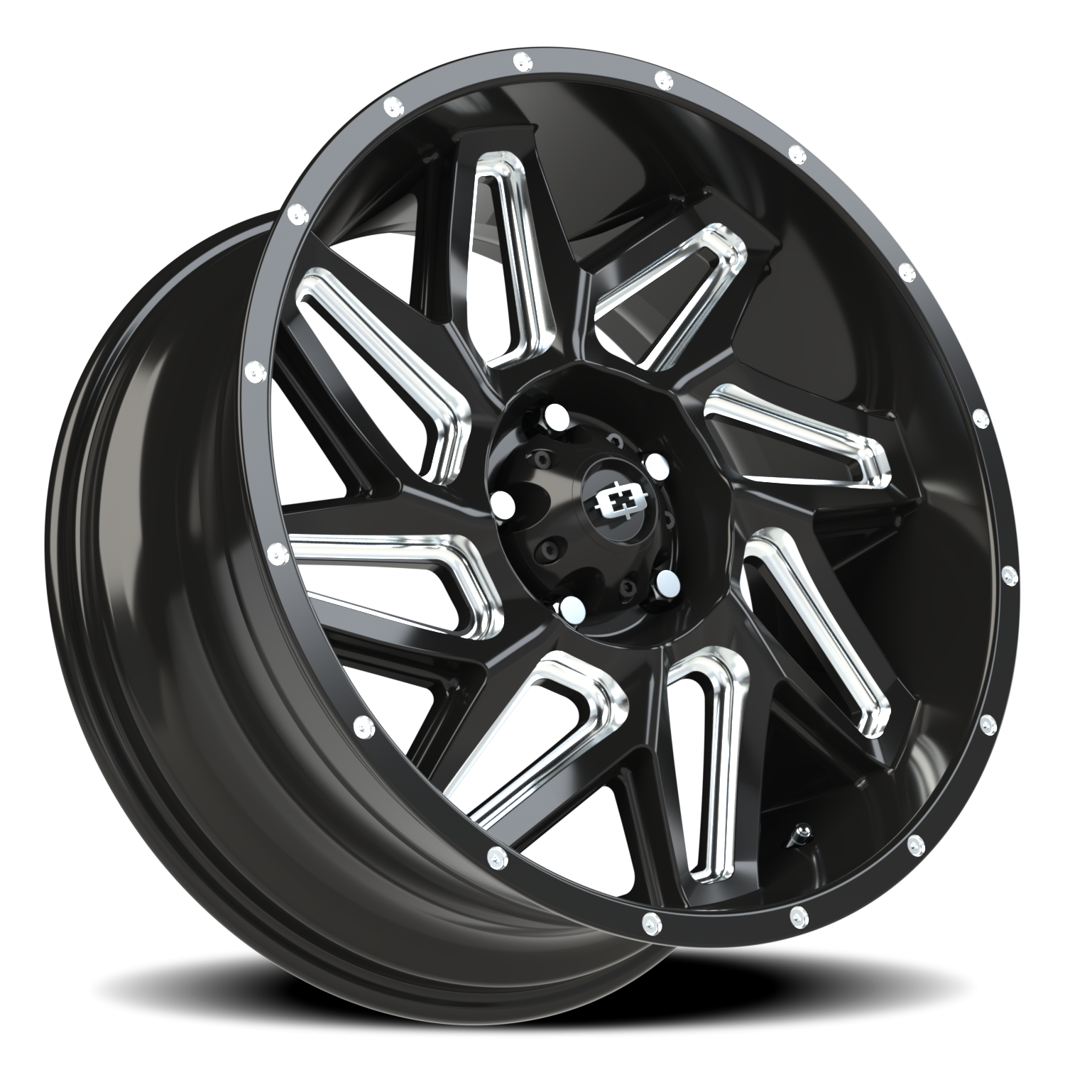 Vision Off-Road Spyder UTV GM 20X9 +10 Gloss Black Milled Spoke