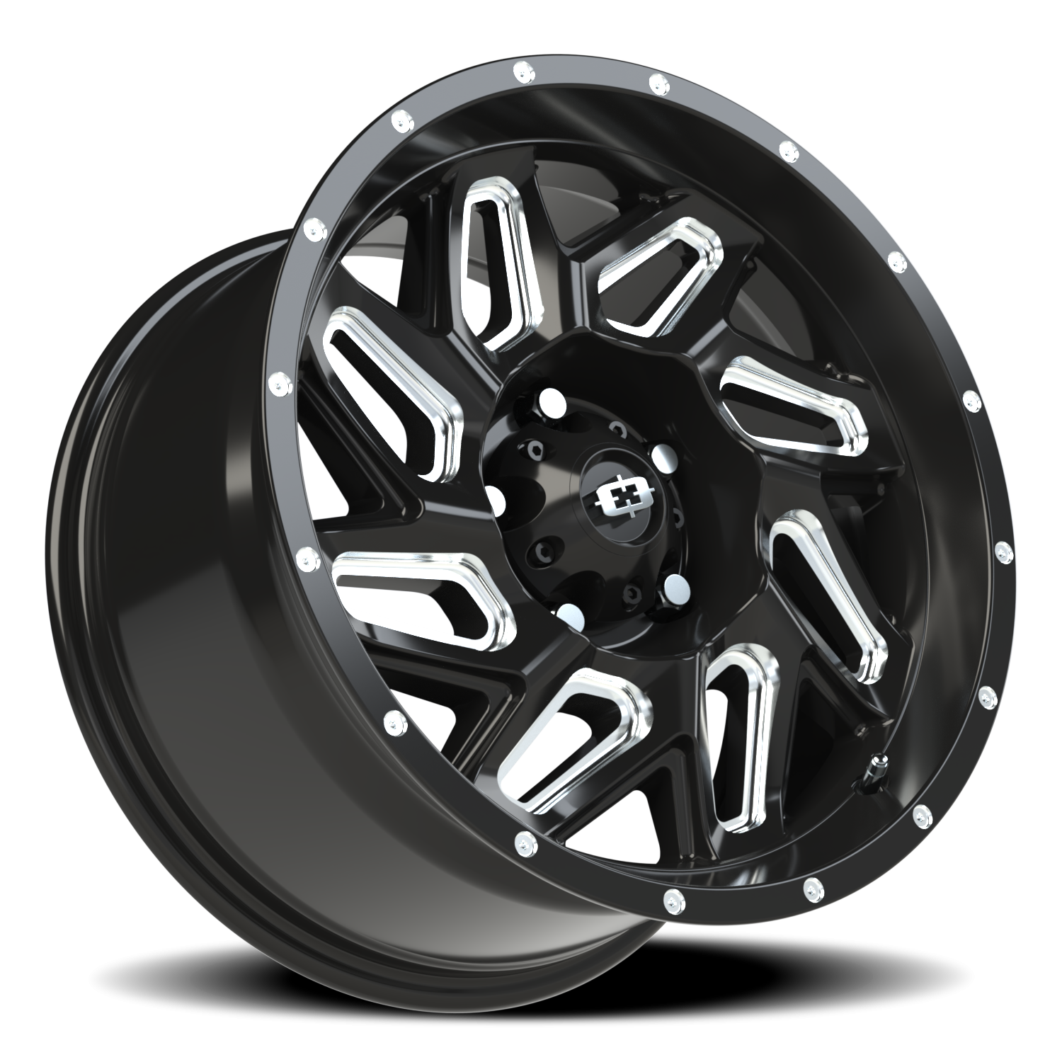 Vision Off-Road Spyder UTV GM 17X9 +12 Gloss Black Milled Spoke