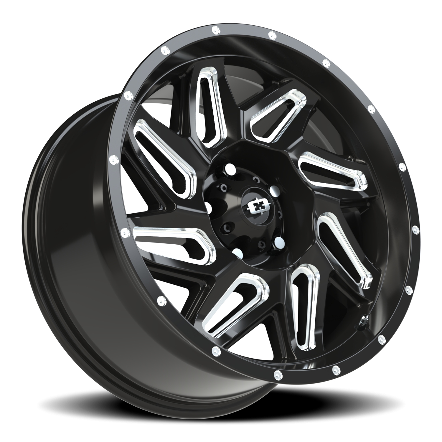 Vision Off-Road Spyder UTV GM 18X9 +12 Gloss Black Milled Spoke