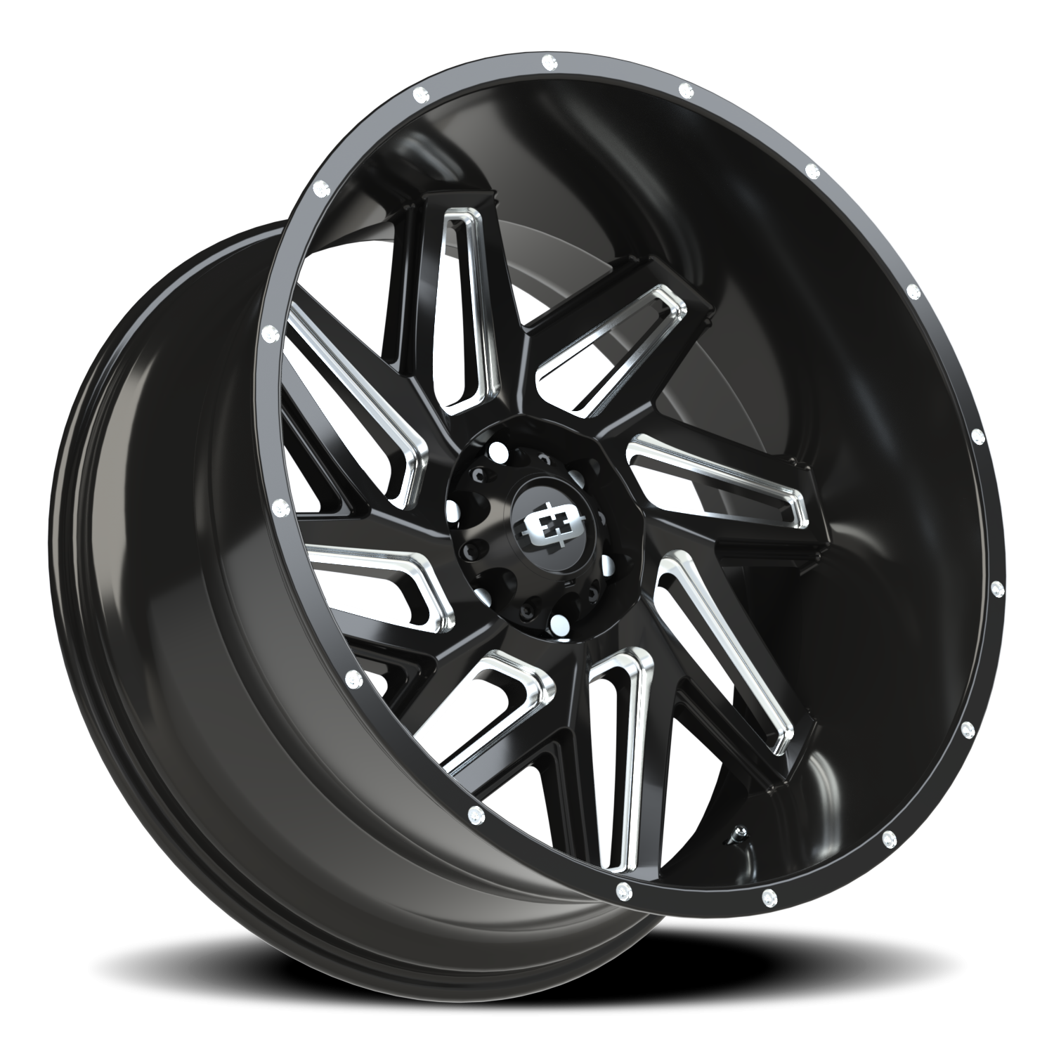 Vision Off-Road Spyder UTV GM 24X12 -57 Gloss Black Milled Spoke