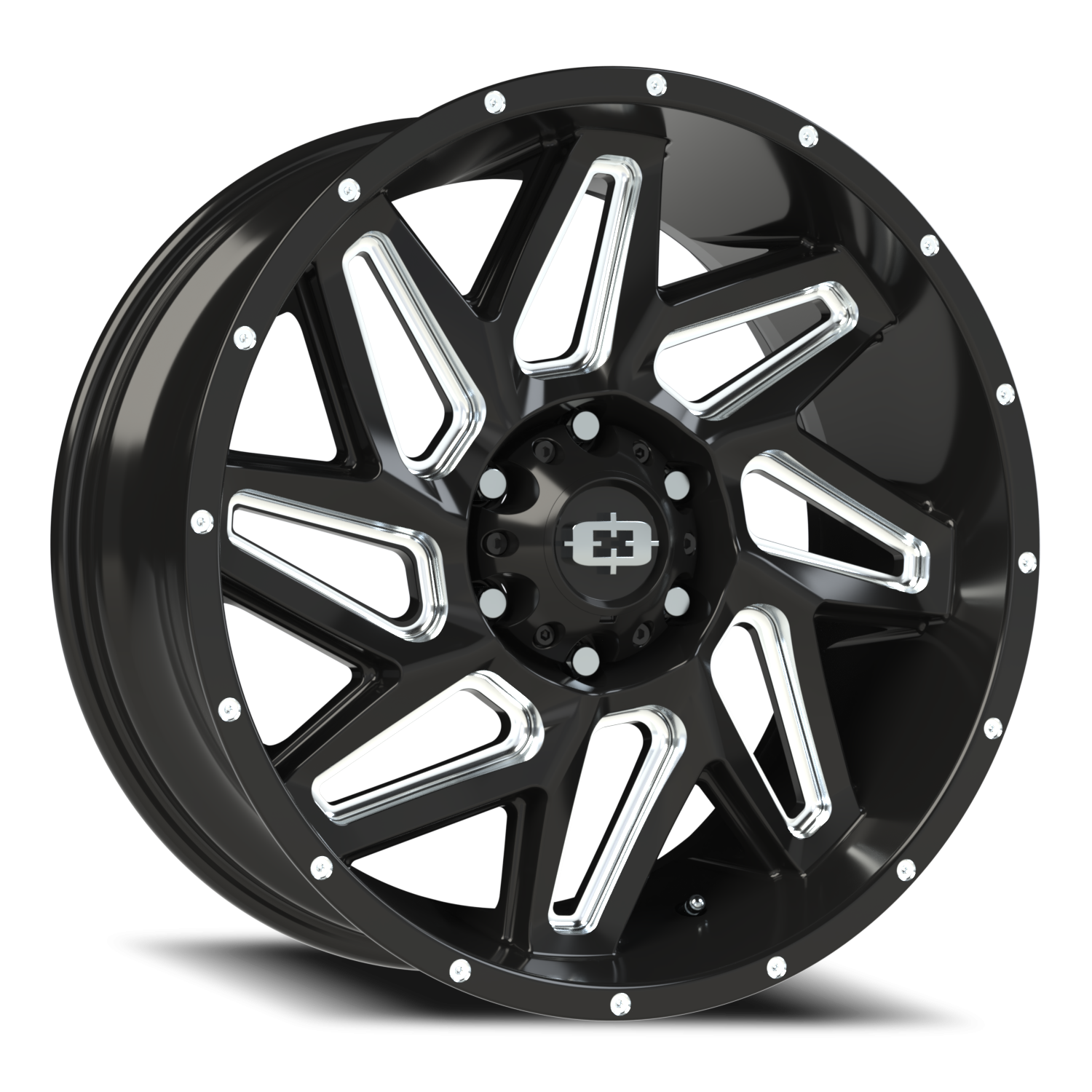 Vision Off-Road Spyder UTV GM 20X9 +12 Gloss Black Milled Spoke