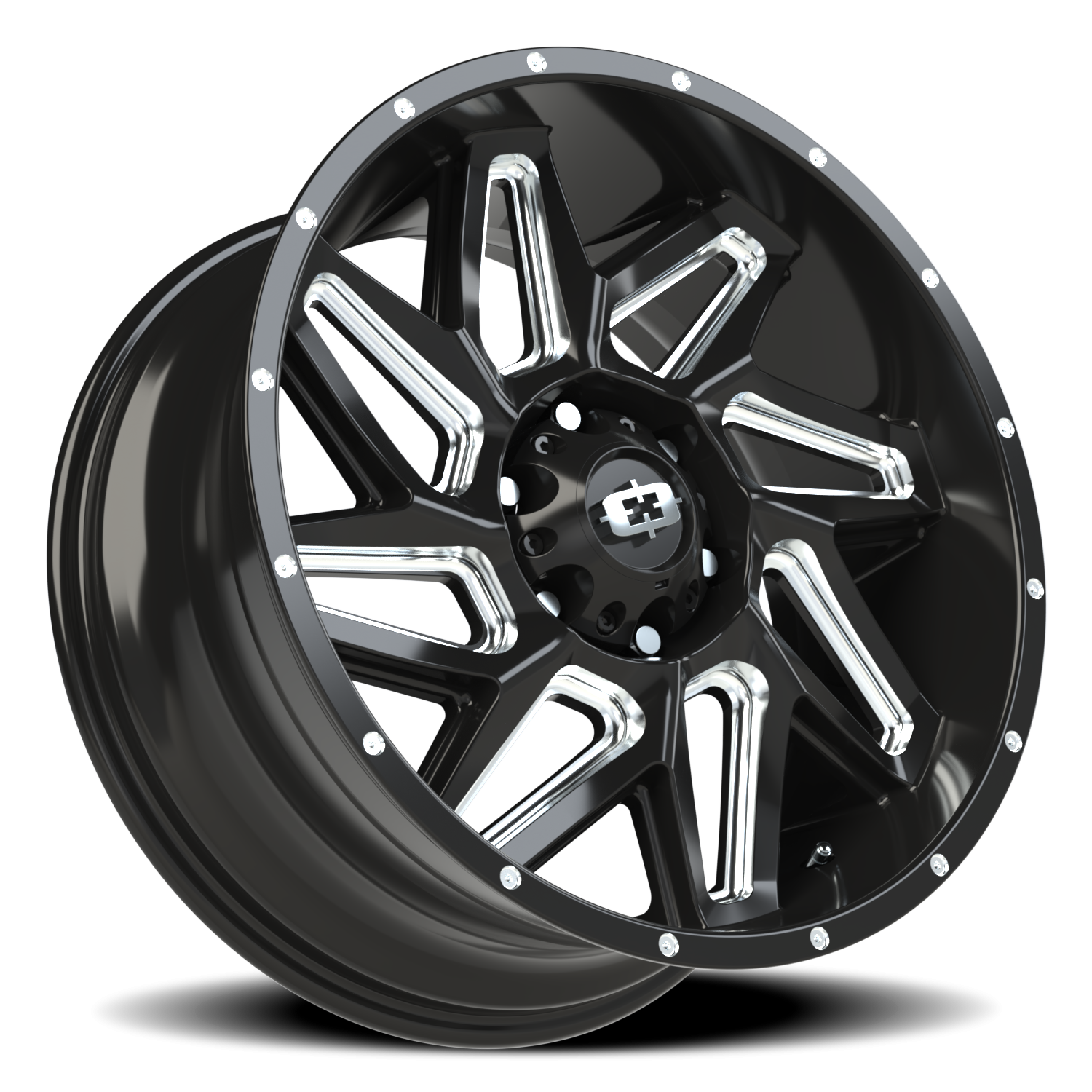 Vision Off-Road Spyder UTV GM 20X9 +12 Gloss Black Milled Spoke