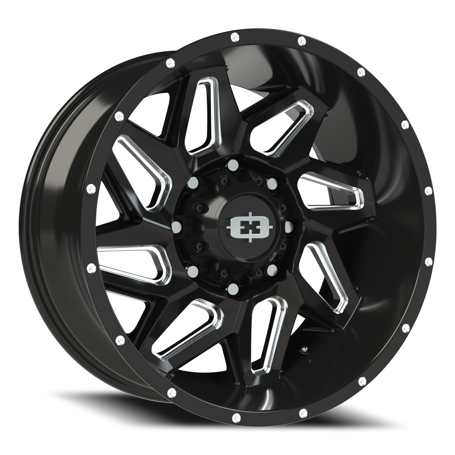 Vision Off-Road Spyder UTV GM 20X9 +12 Gloss Black Milled Spoke