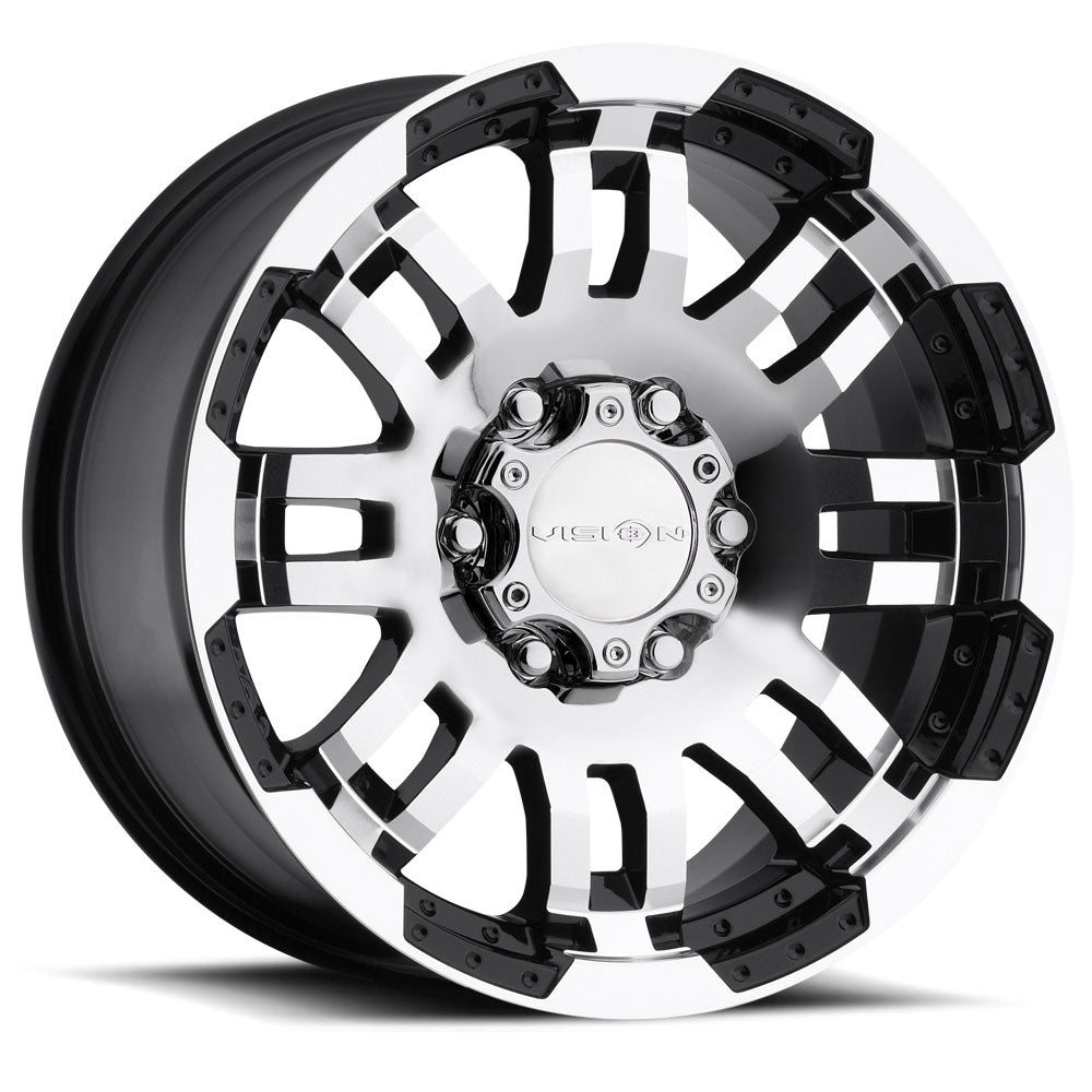 Vision Off-Road Warrior 6 16X8 +12 Gloss Black Machined Face