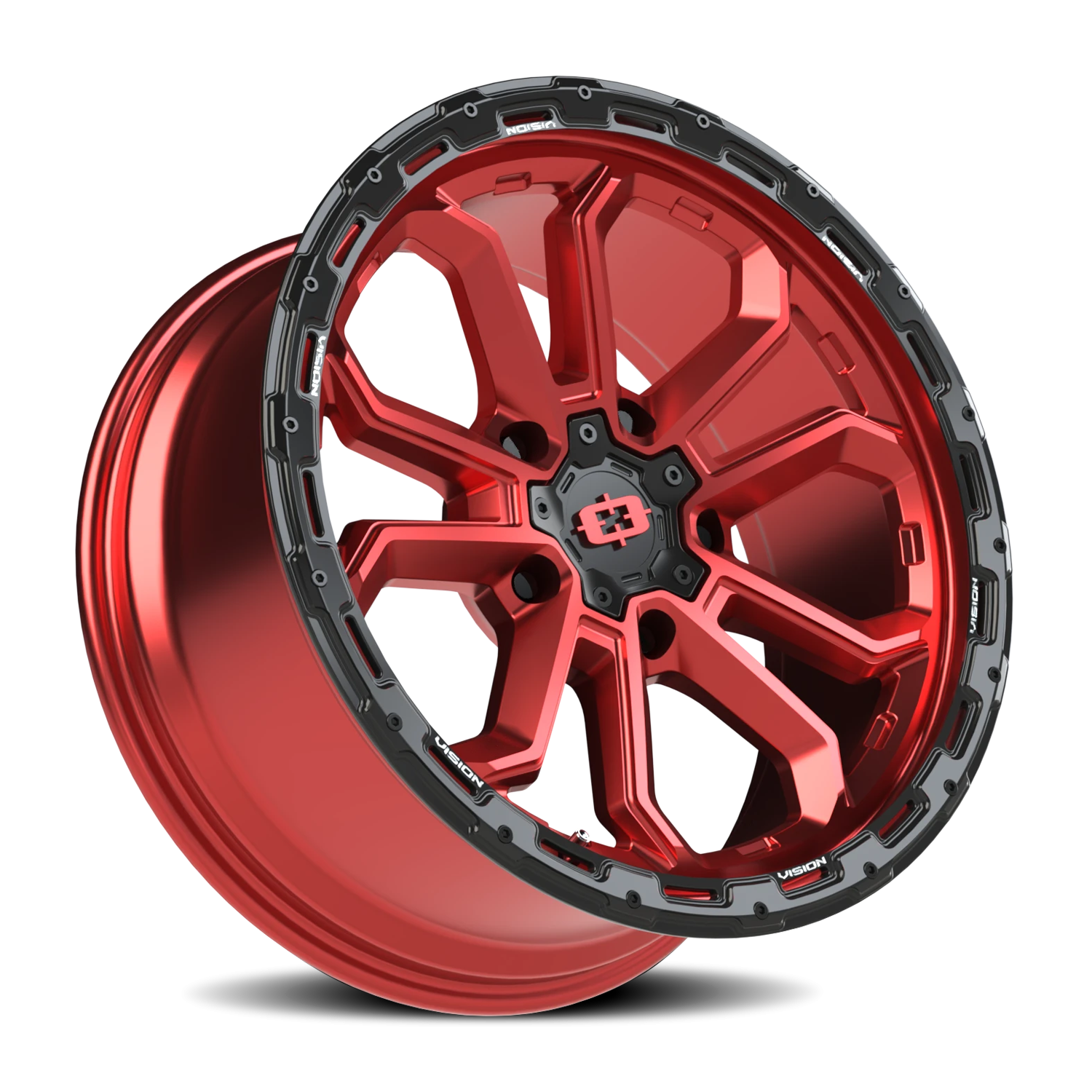 Vision Off-Road Korupt BZSBL 20X9 +12 Gloss Red w/Gloss Black Lip