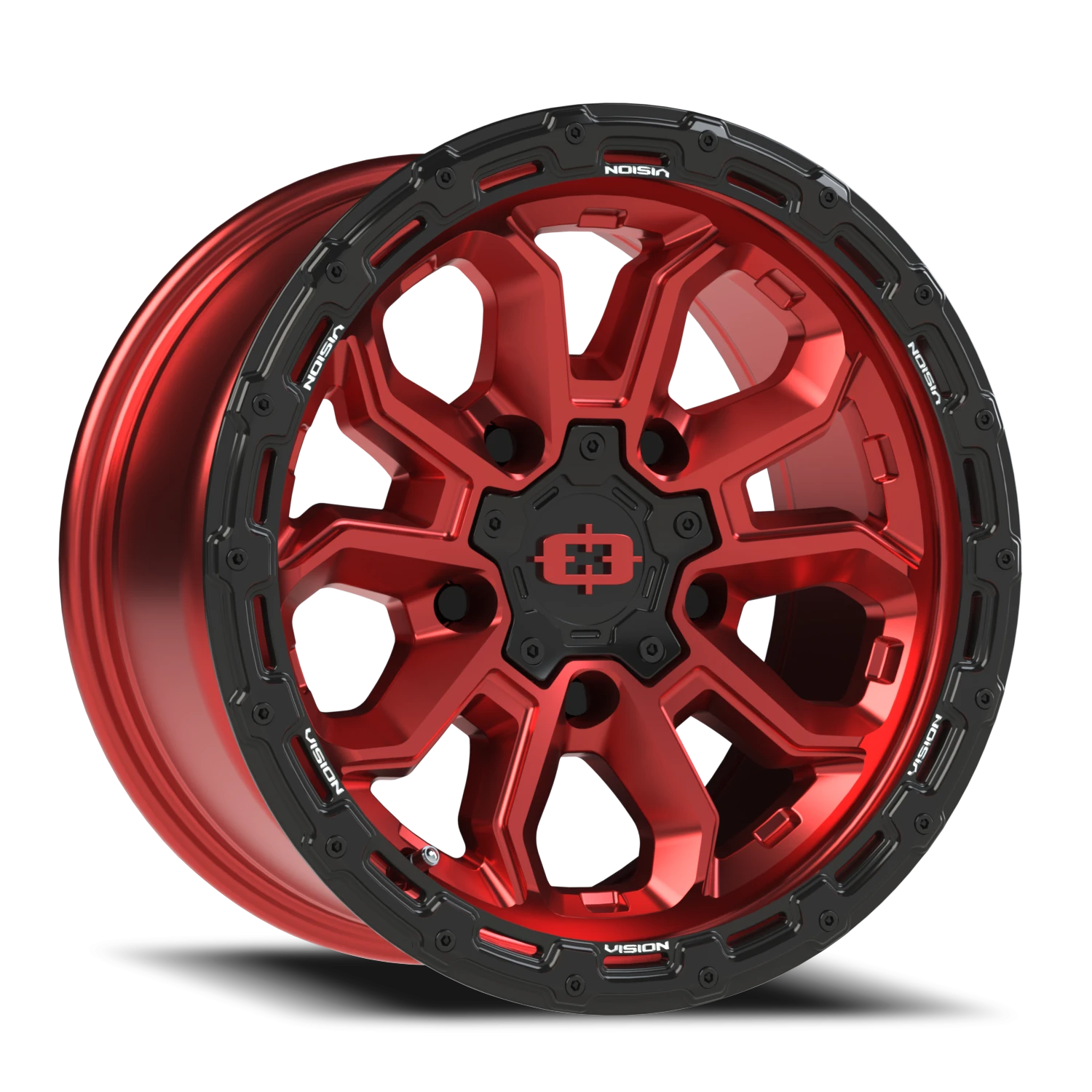 Vision Off-Road Korupt BZSBL 16X8 +0 Gloss Red w/Gloss Black Lip