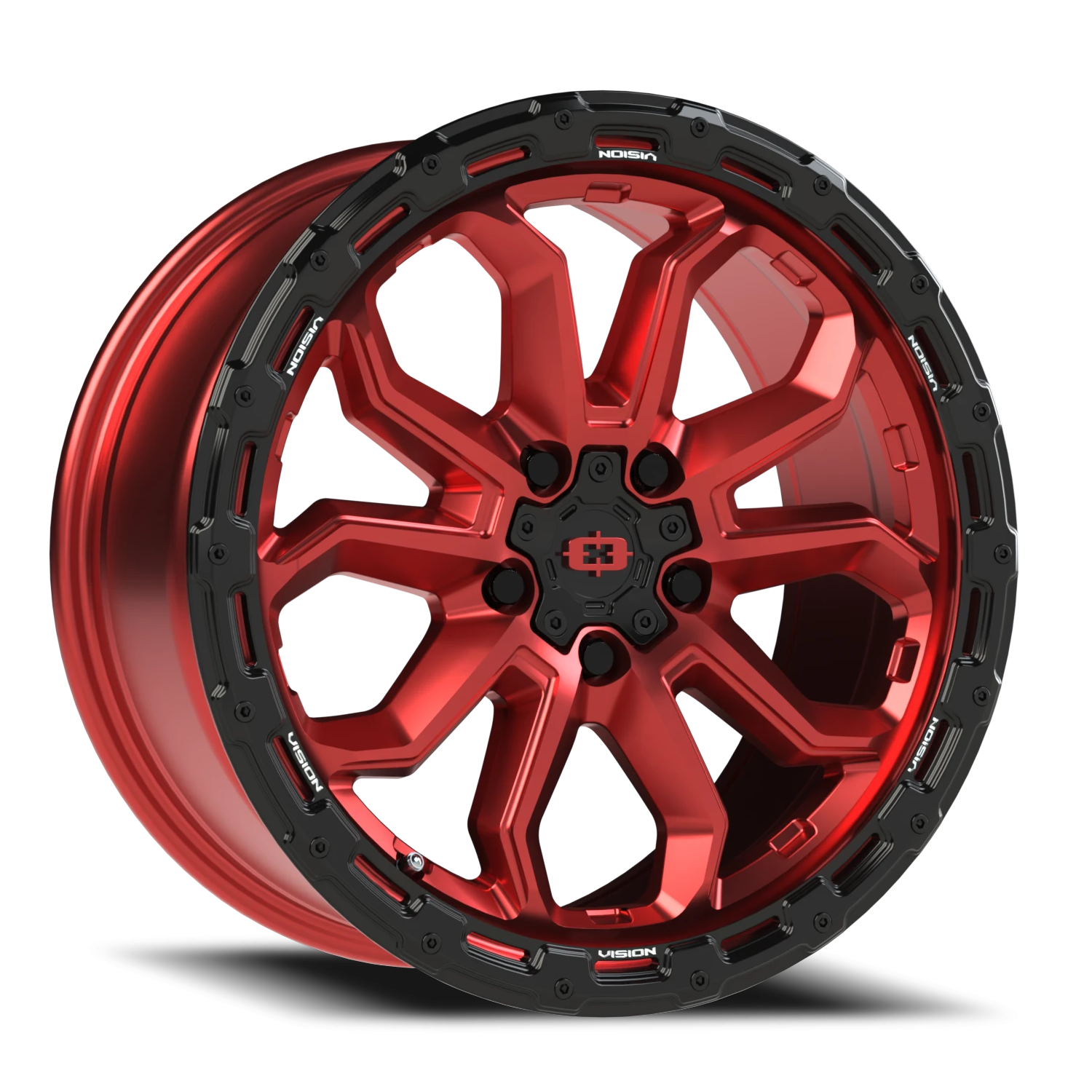 Vision Off-Road Korupt BZSBL 17X8 +30 Gloss Red w/Gloss Black Lip