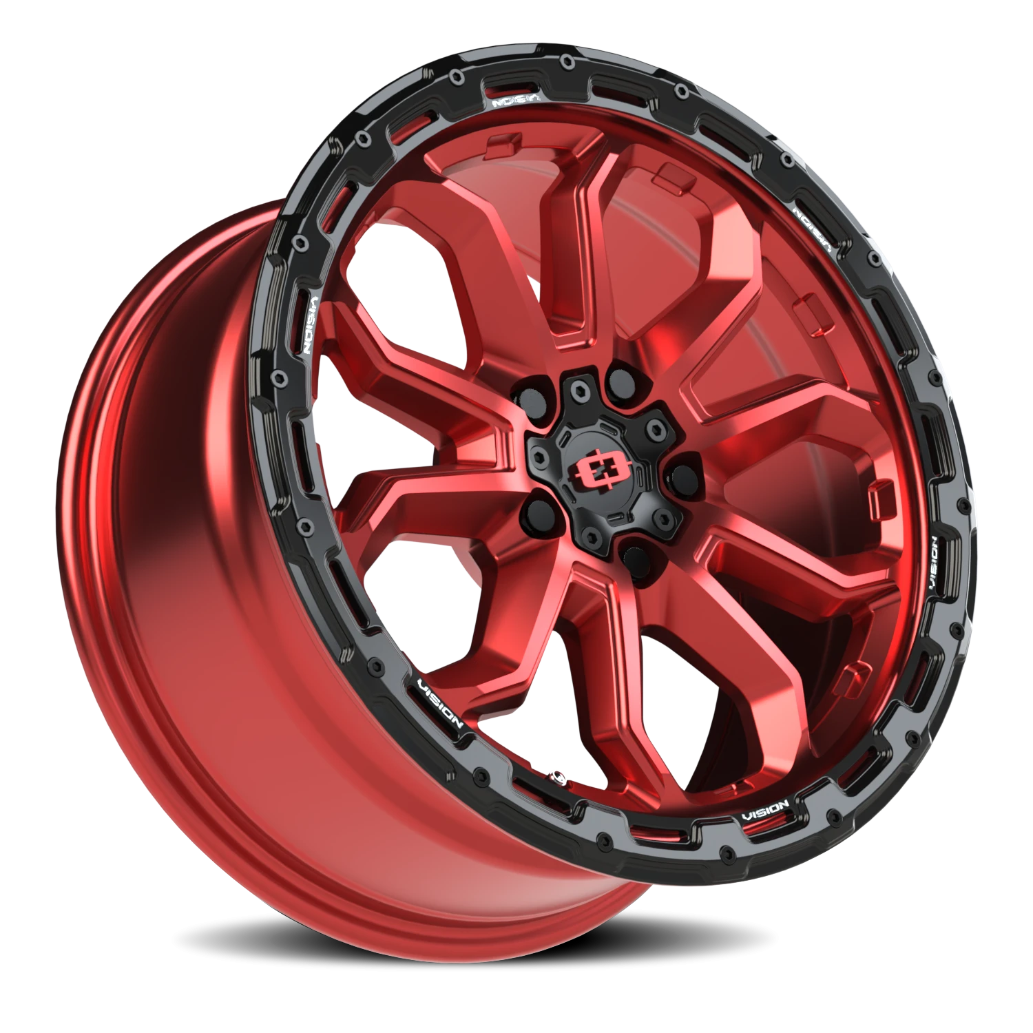 Vision Off-Road Korupt BZSBL 17X8 +30 Gloss Red w/Gloss Black Lip