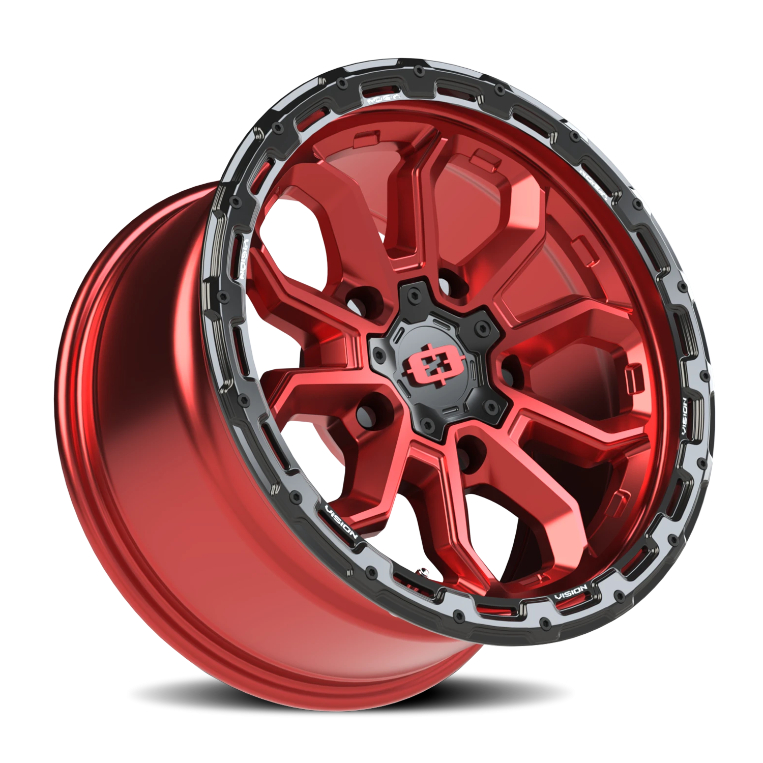 Vision Off-Road Korupt BZSBL 17X9 -12 Gloss Red w/Gloss Black Lip