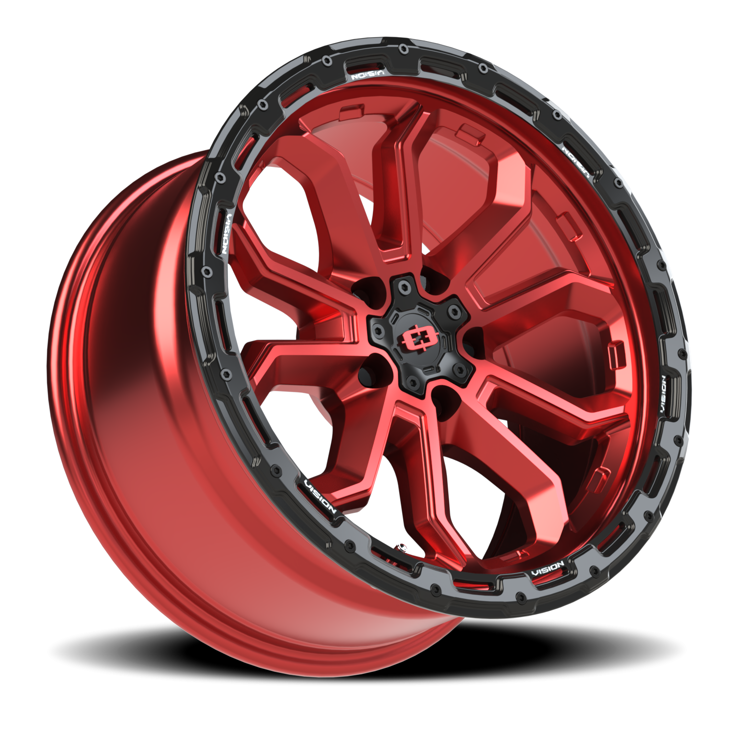 Vision Off-Road Korupt BZSBL 18X9 +12 Gloss Red w/Gloss Black Lip