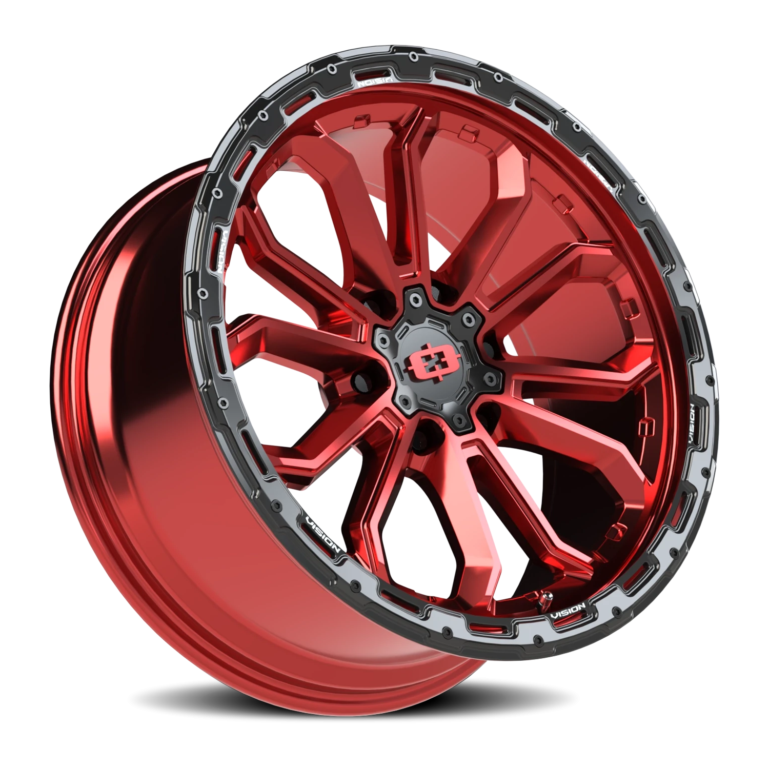 Vision Off-Road Korupt BZSBL 20X9 +12 Gloss Red w/Gloss Black Lip