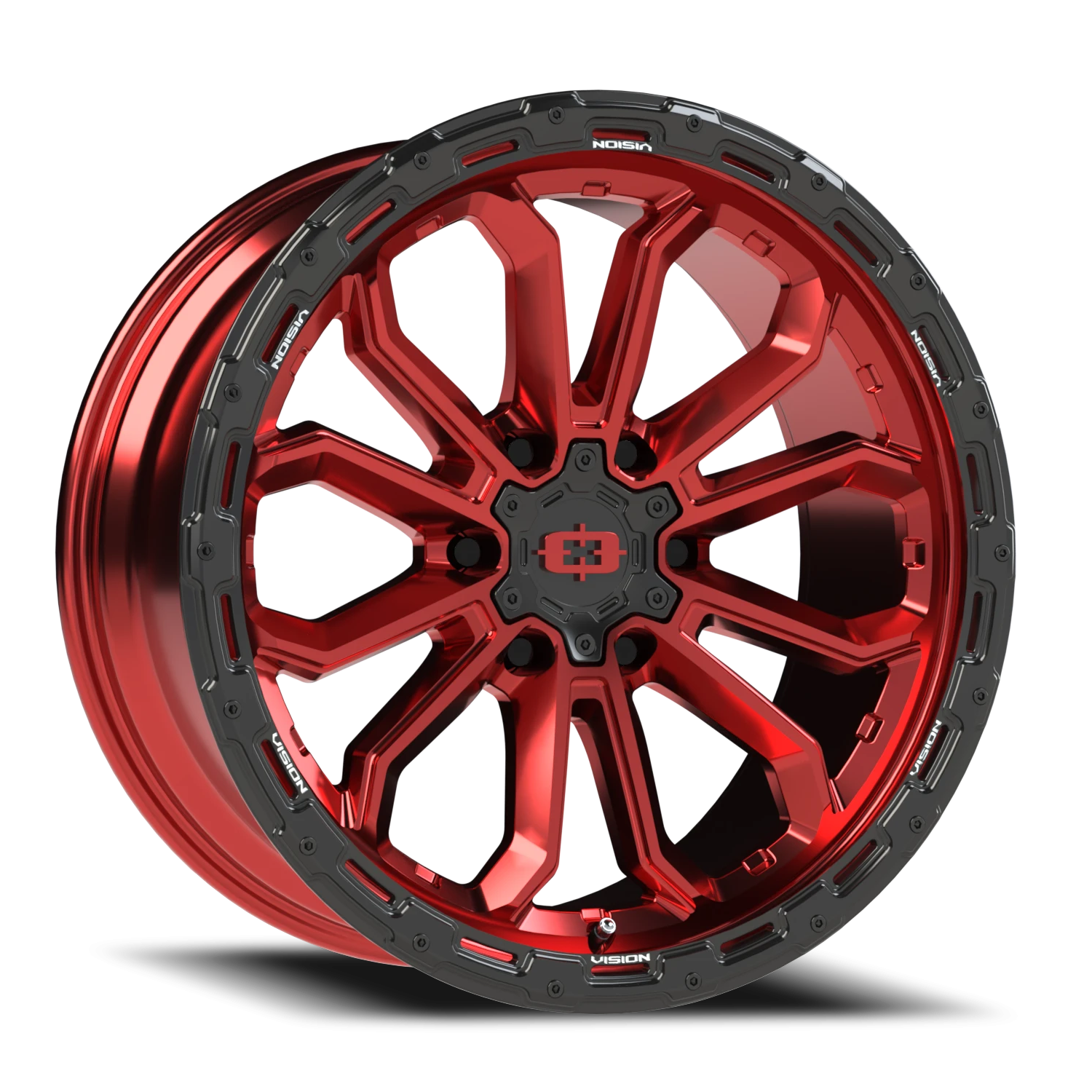Vision Off-Road Korupt BZSBL 20X9 +0 Gloss Red w/Gloss Black Lip