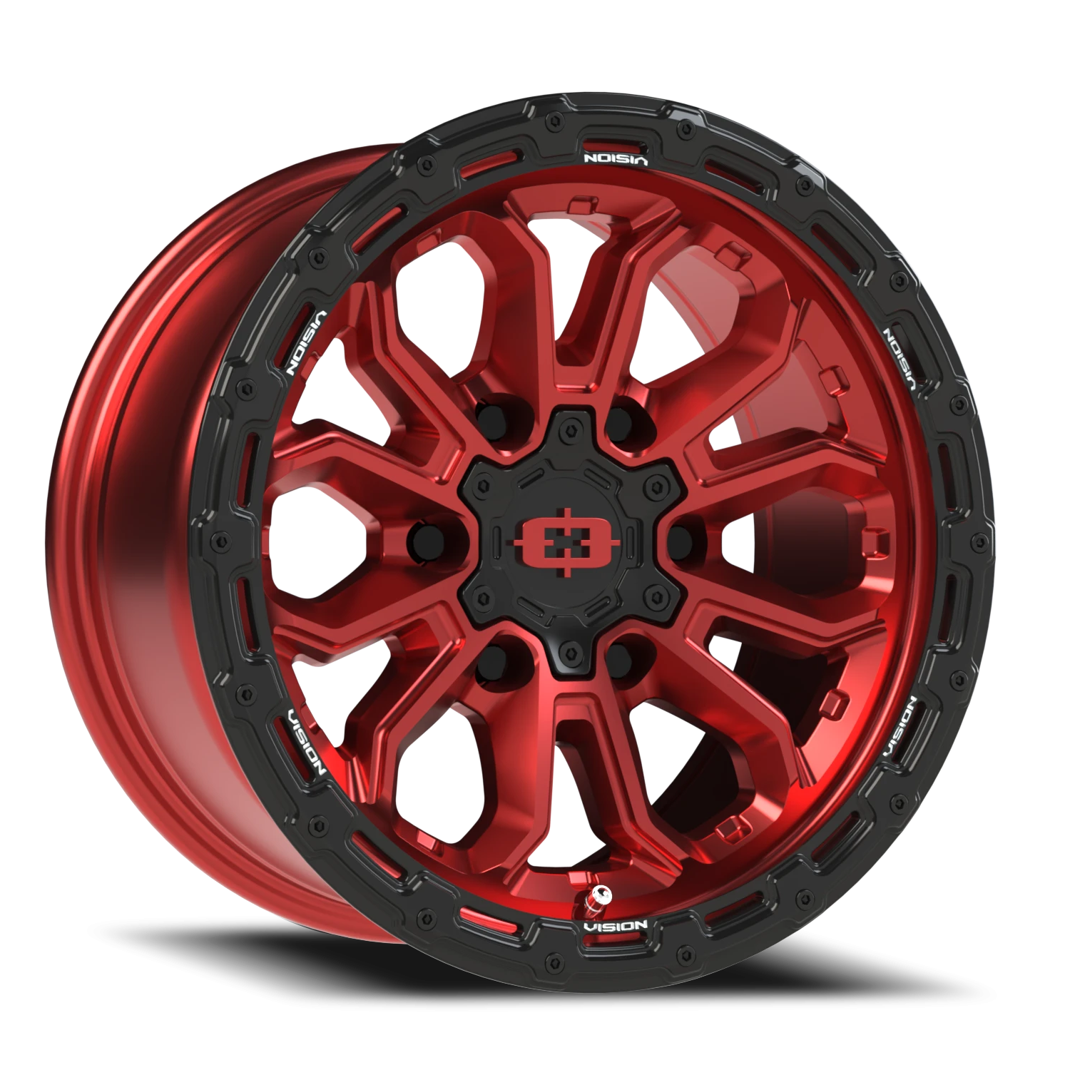 Vision Off-Road Korupt BZSBL 16X8 +0 Gloss Red w/Gloss Black Lip