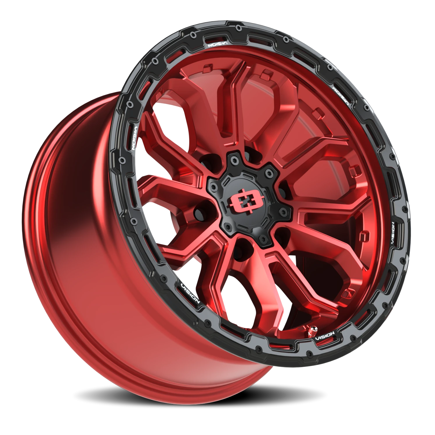 Vision Off-Road Korupt BZSBL 17X9 +12 Gloss Red w/Gloss Black Lip