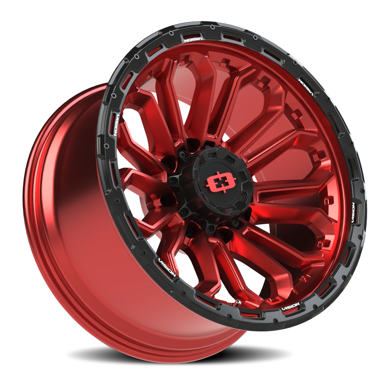 Vision Off-Road Korupt BZSBL 20X10 -25 Gloss Red w/Gloss Black Lip