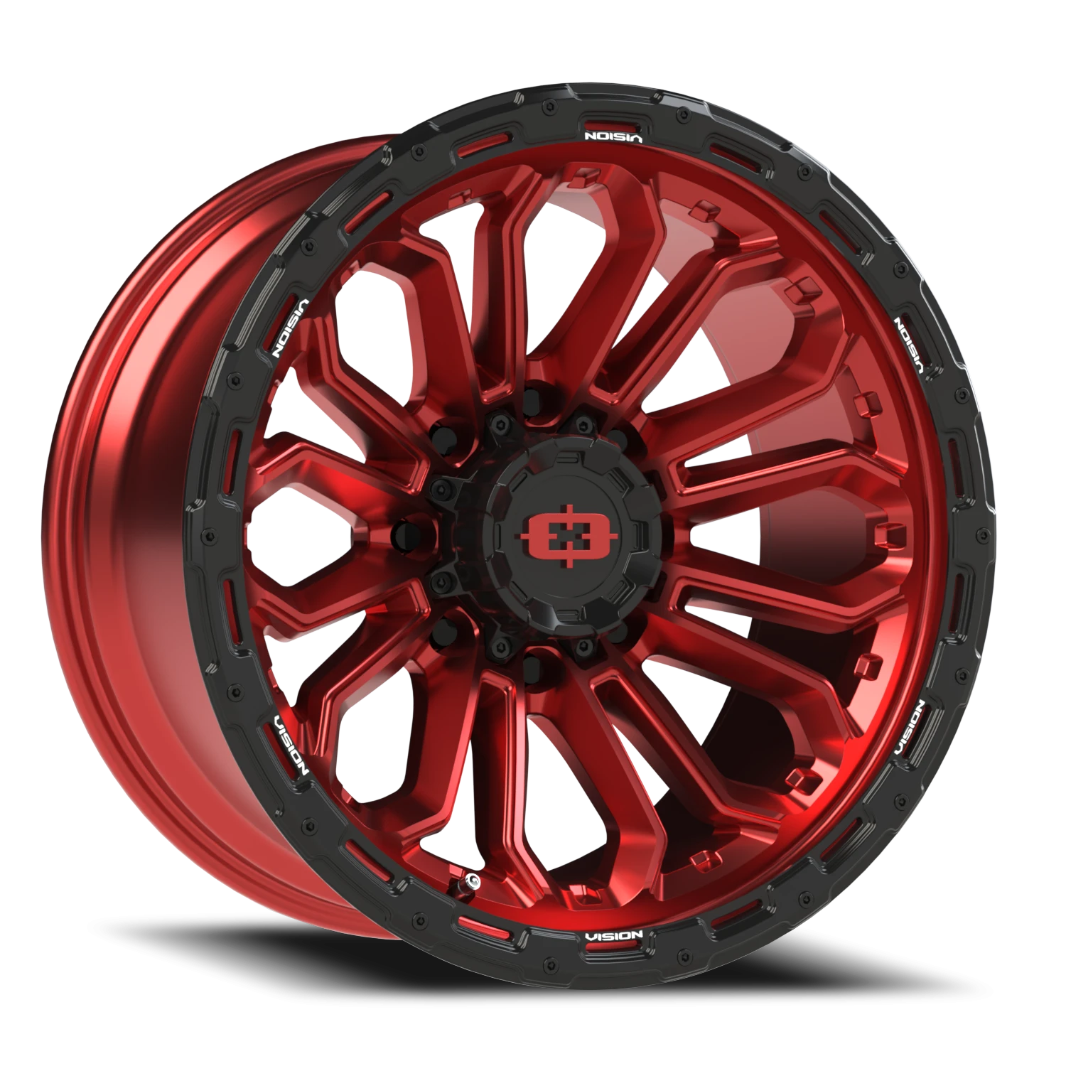 Vision Off-Road Korupt BZSBL 20X10 -25 Gloss Red w/Gloss Black Lip