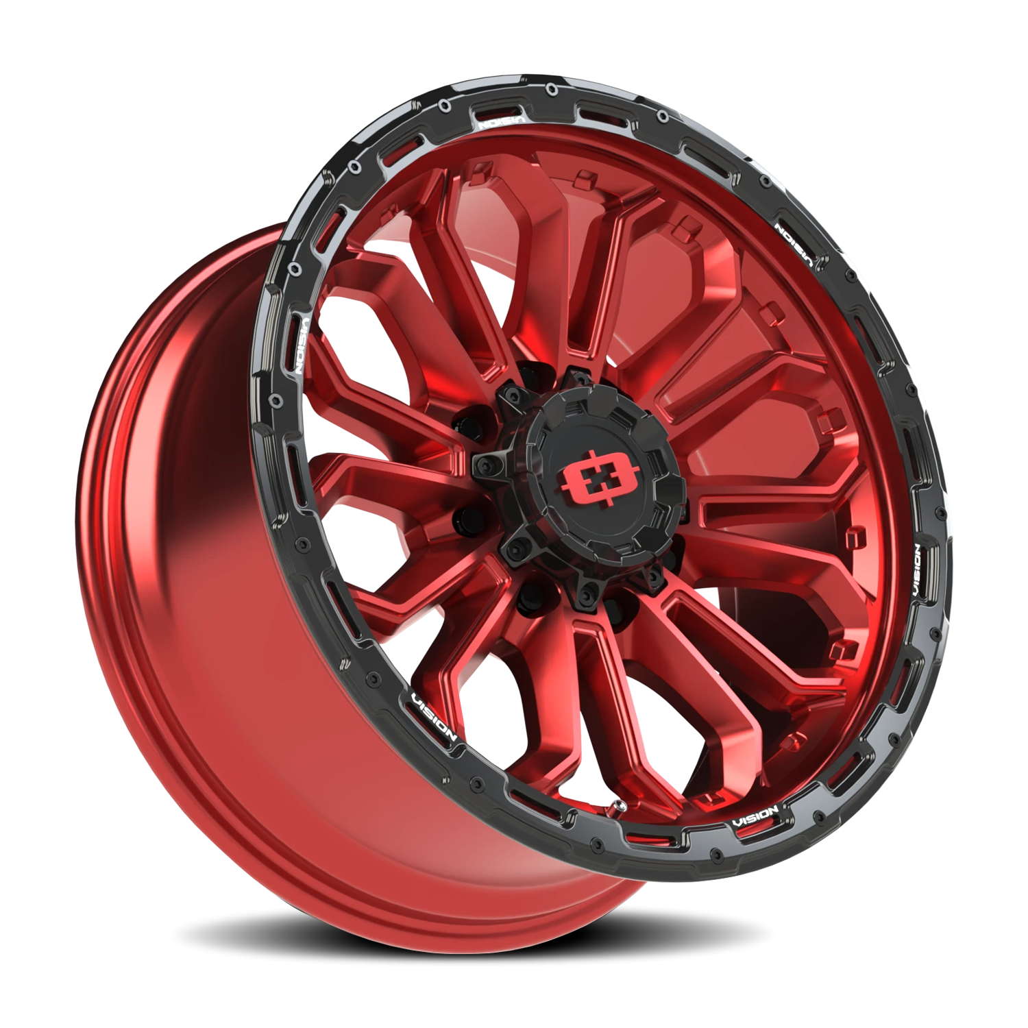 Vision Off-Road Korupt BZSBL 20X9 -12 Gloss Red w/Gloss Black Lip