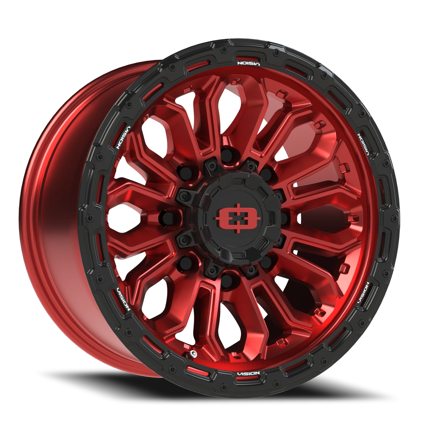 Vision Off-Road Korupt BZSBL 17X9 -12 Gloss Red w/Gloss Black Lip