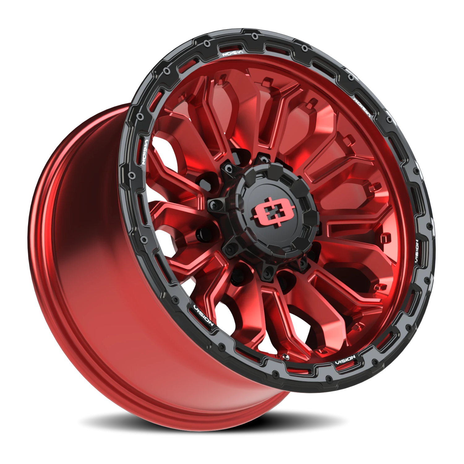 Vision Off-Road Korupt BZSBL 17X9 -12 Gloss Red w/Gloss Black Lip