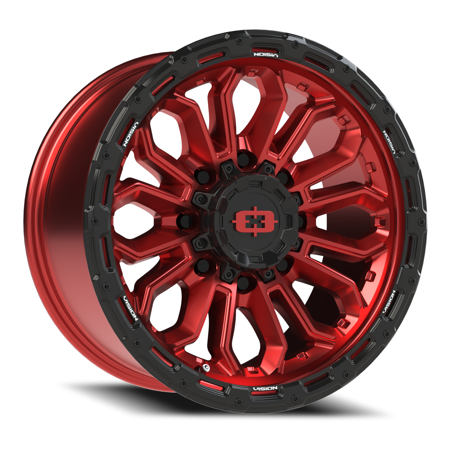 Vision Off-Road Korupt BZSBL 18X9 +12 Gloss Red w/Gloss Black Lip