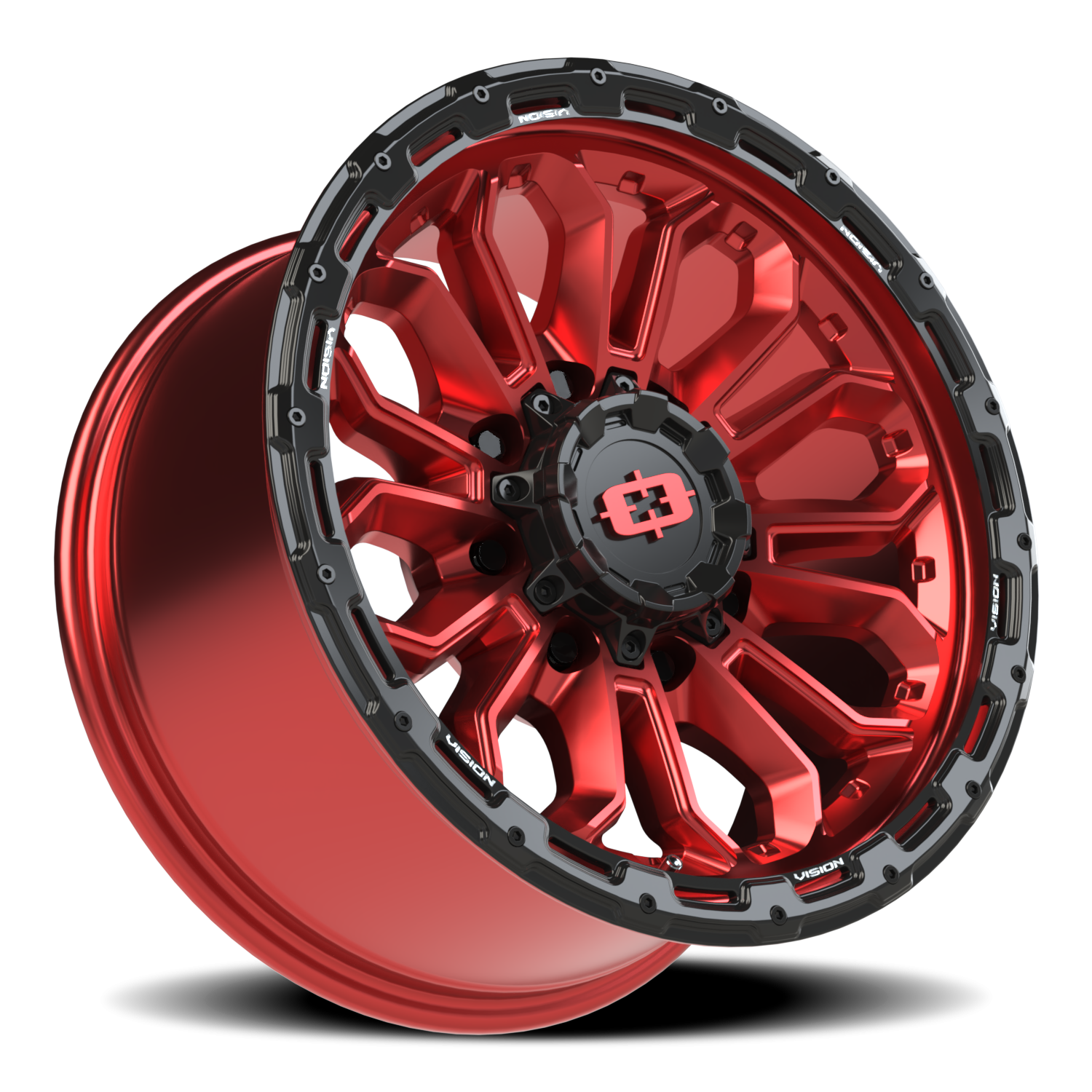 Vision Off-Road Korupt BZSBL 18X9 +12 Gloss Red w/Gloss Black Lip