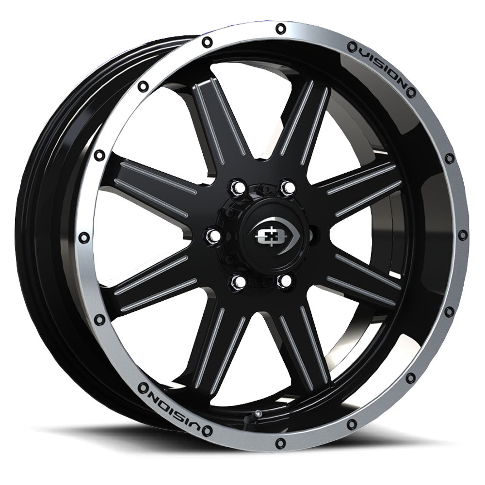 Vision Off-Road rendering 20X9 +12 Gloss Black Machined Lip Milled Spoke