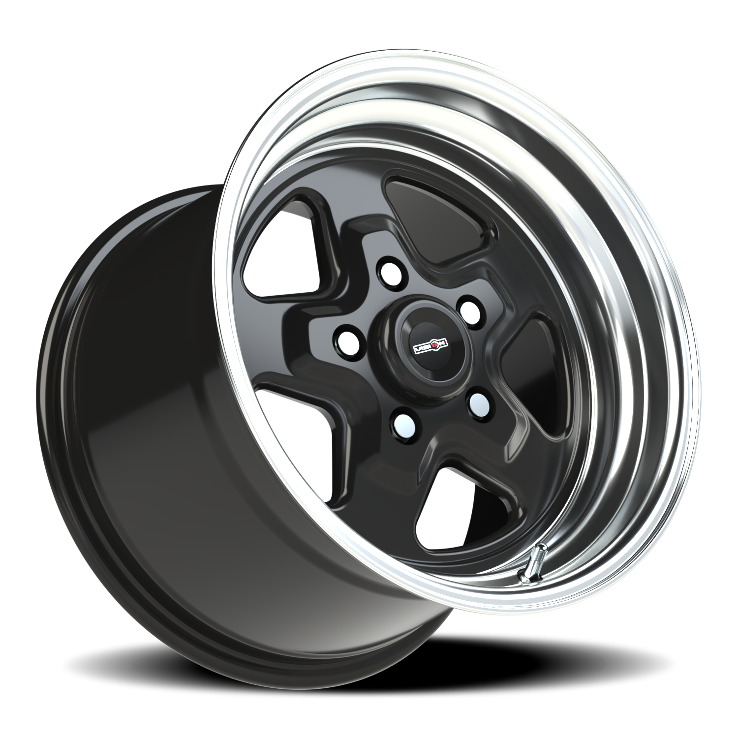 Vision American Muscle Nitro B 15X10 +25 Gloss Black Machined Lip