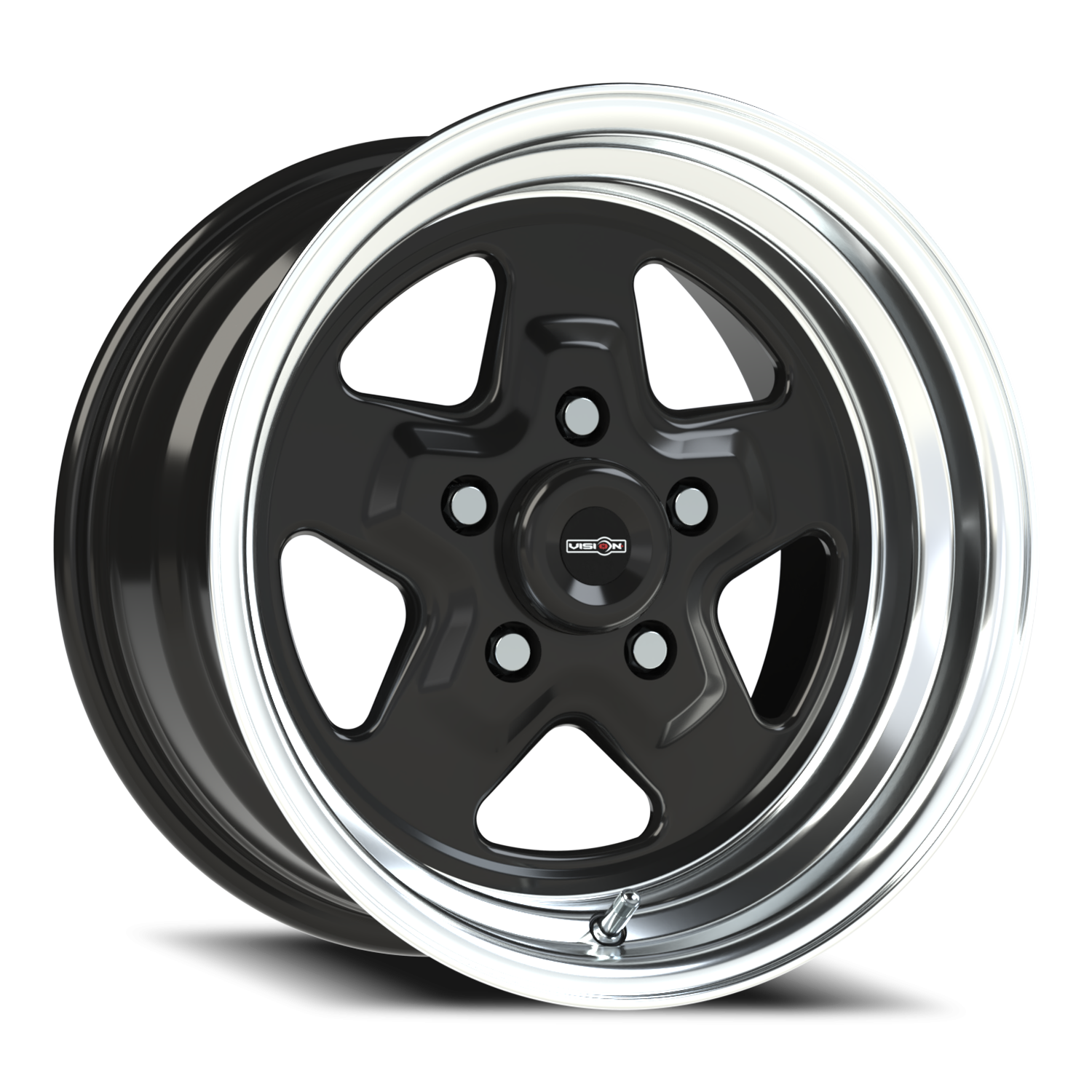 Vision American Muscle Nitro B 15X8 +0 Gloss Black Machined Lip