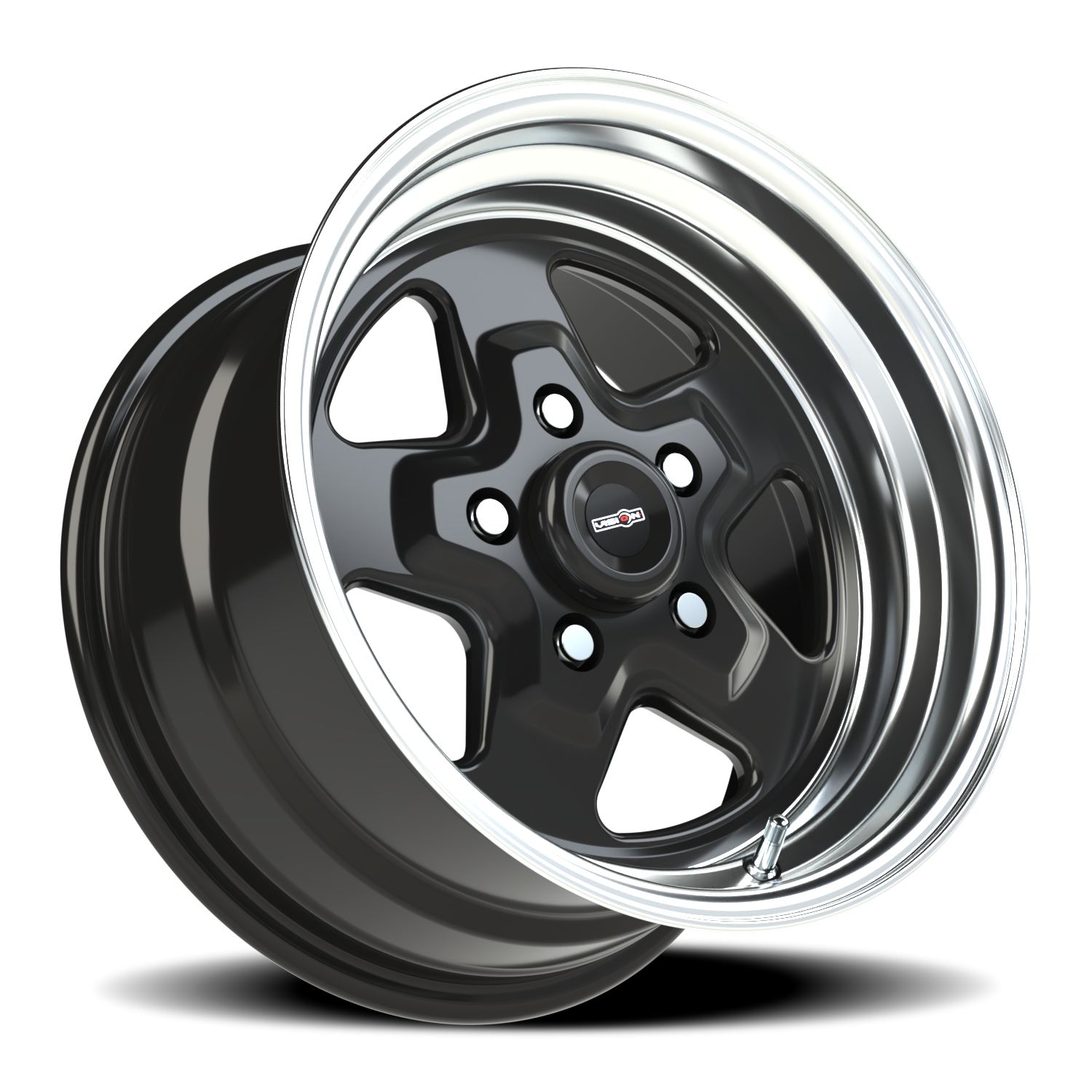 Vision American Muscle Nitro B 15X8 +0 Gloss Black Machined Lip