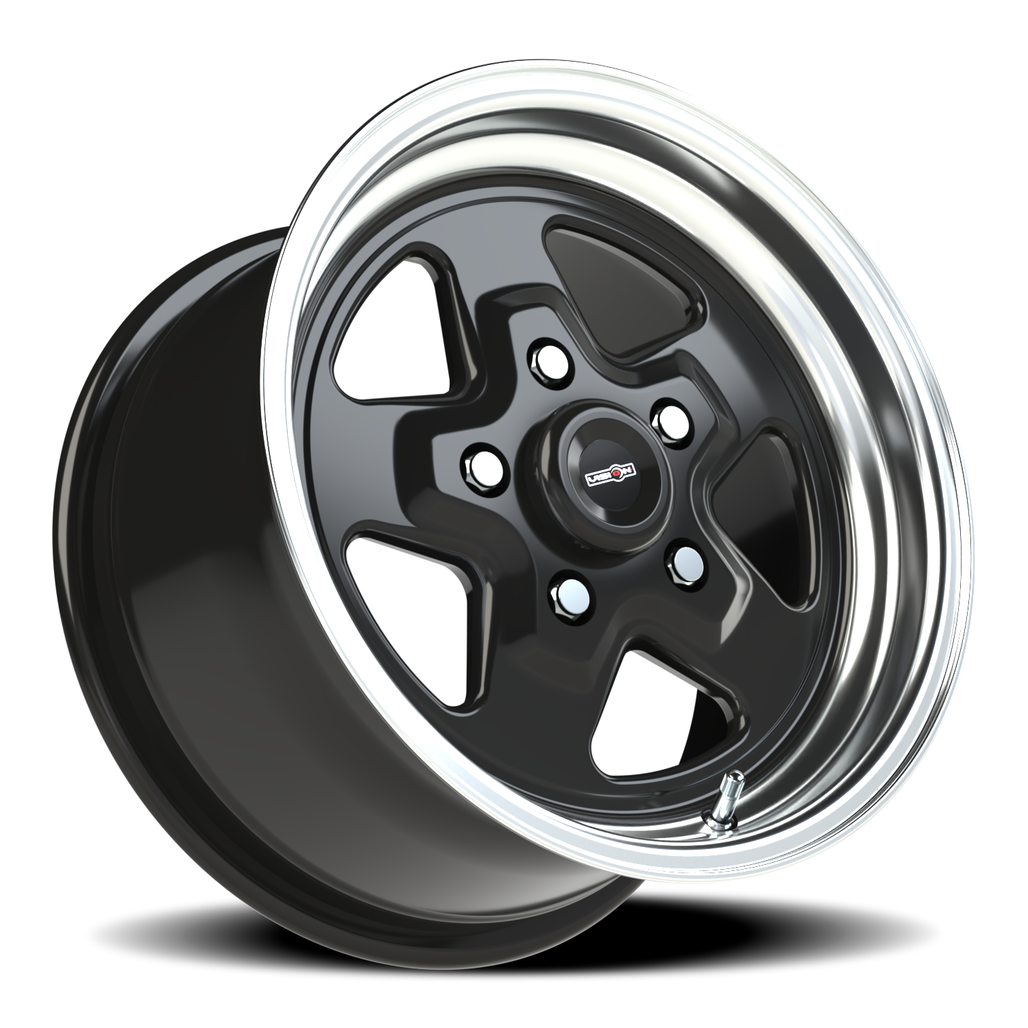 Vision American Muscle Nitro B 15X8 +27 Gloss Black Machined Lip
