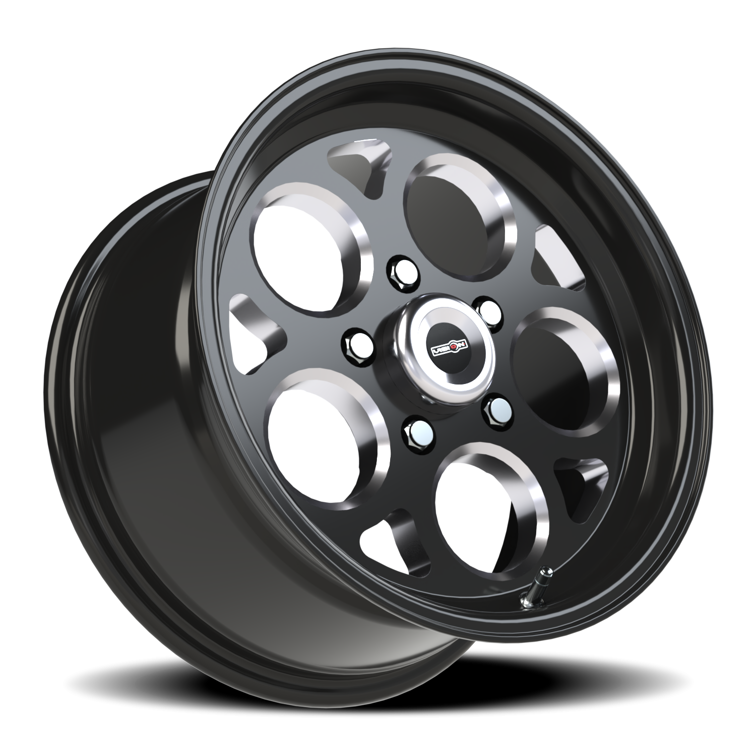 Vision American Muscle Sport Mag B 15X8 +27 Gloss Black with Milled Windows