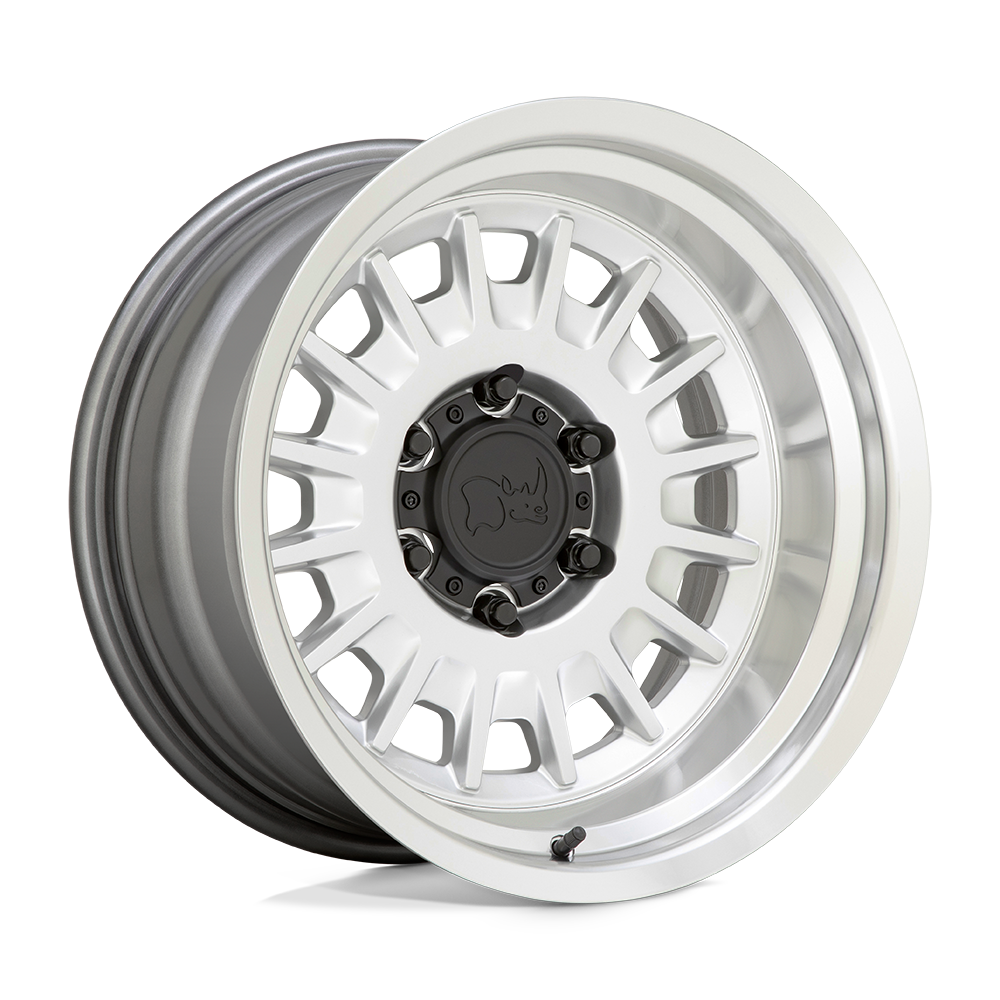 Black Rhino Hard Alloys Aliso 16X8 +0 Gloss Silver W/ Mirror Cut