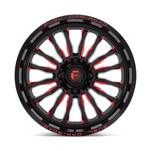 Fuel Utv D822 Arc Utv 22X7 +13 Gloss Black Milled Red