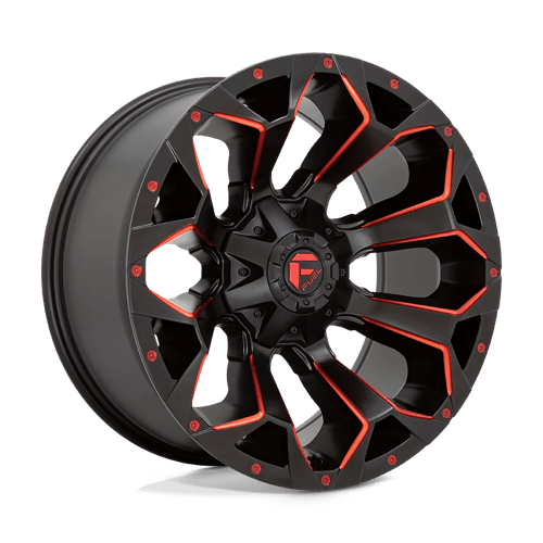 Fuel 1Pc D787 Assault 22X9.5 +20 Matte Black Red Milled