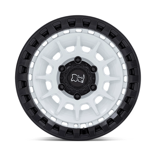 Black Rhino Hard Alloys Barrage 17X8.5 -10 Gloss White On Matte Black
