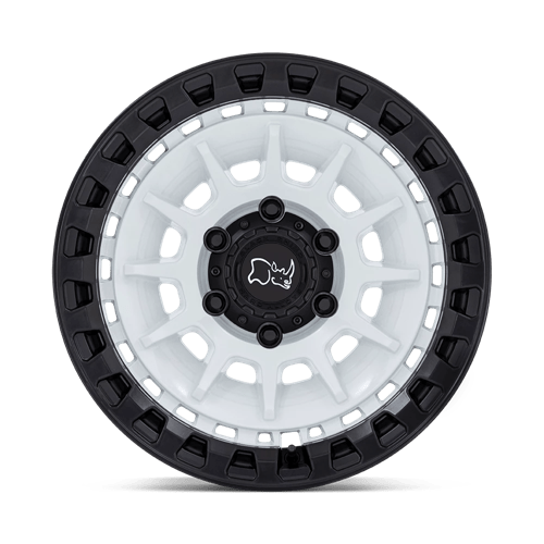 Black Rhino Hard Alloys Barrage 17X8.5 -10 Gloss White On Matte Black