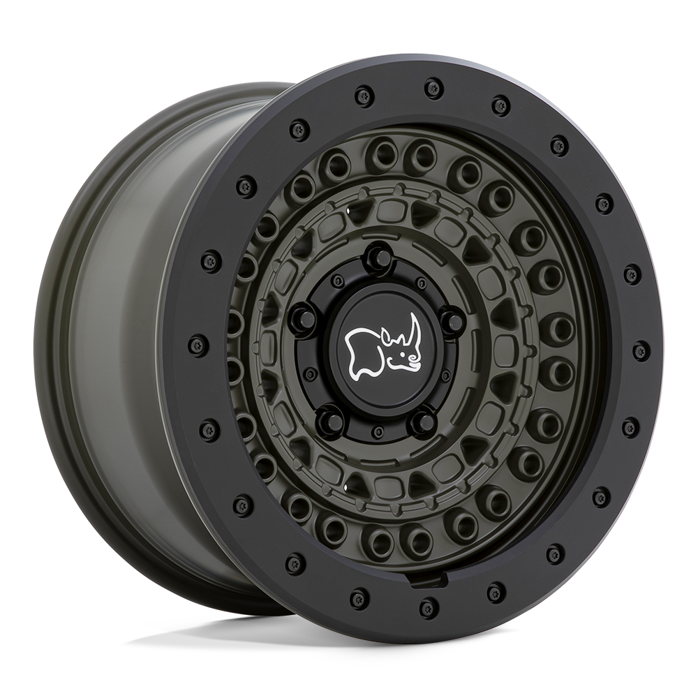 Black Rhino Hard Alloys Barricade 17X8.5 -18 Olive Drab Green W/ Blk Rock