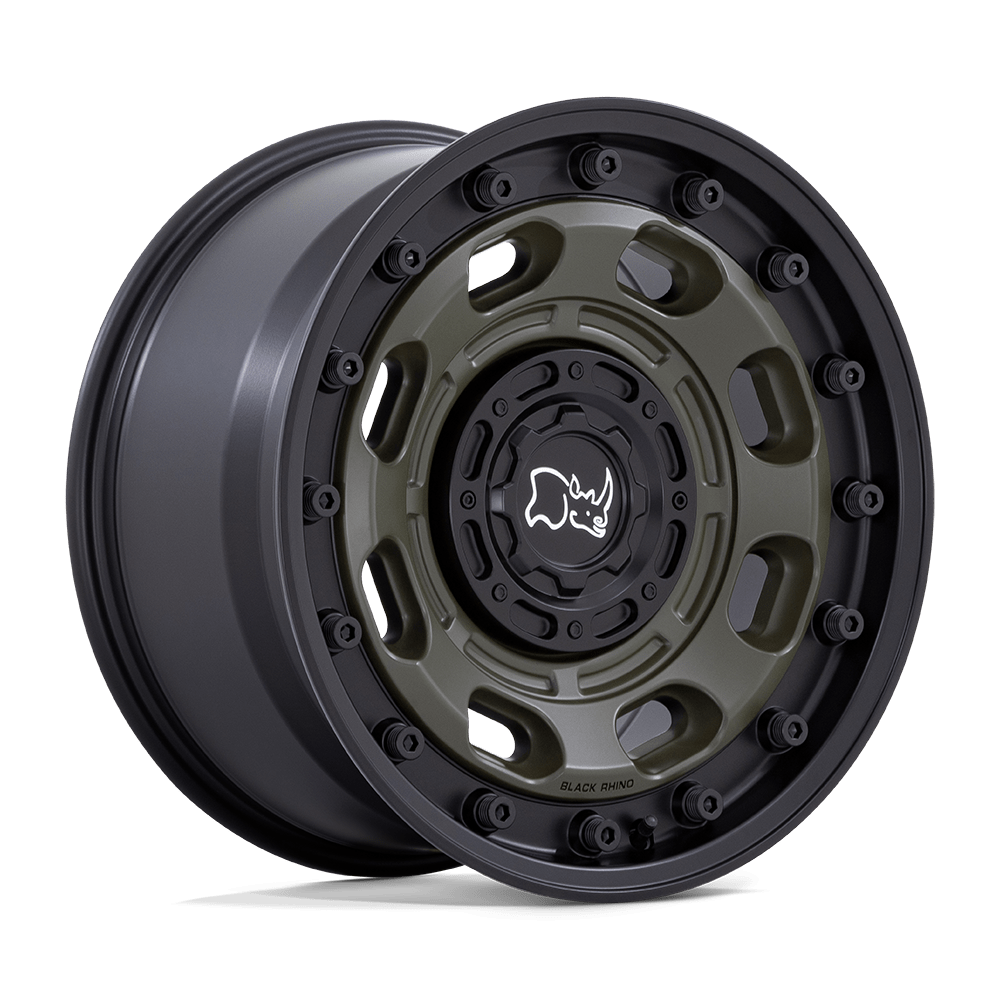 Black Rhino Hard Alloys Atlas 16X8 -10 Olive Drab Green W/ Black Lip
