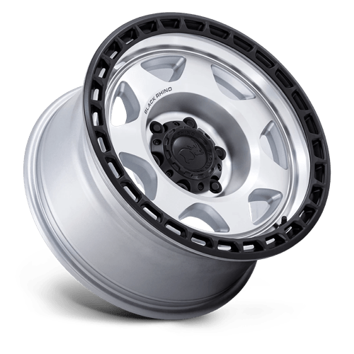 Black Rhino Hard Alloys Br018 Voyager 17X8.5 +0 Silver Machined W/ M-Black Lip
