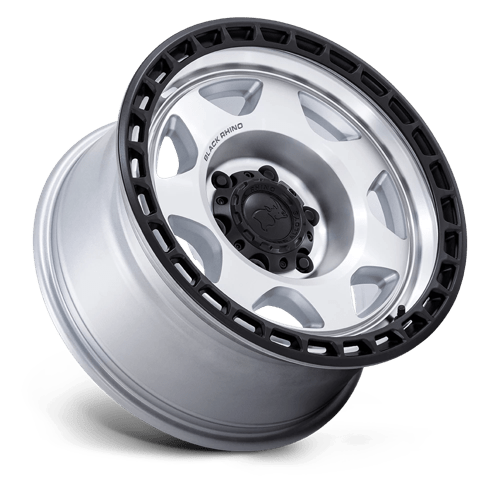 Black Rhino Hard Alloys Br018 Voyager 17X8.5 +0 Silver Machined W/ M-Black Lip