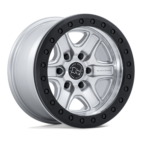 Black Rhino Hard Alloys Br200 Echo Trail Lock Beadlock 17X8.5 +25 Hyper Silver W/ Machined Face