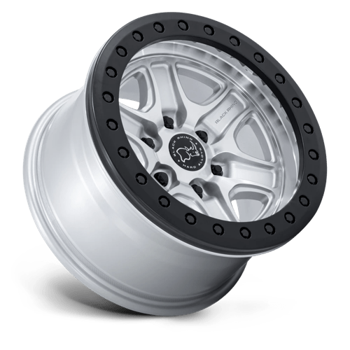 Black Rhino Hard Alloys Br200 Echo Trail Lock Beadlock 17X8.5 +25 Hyper Silver W/ Machined Face